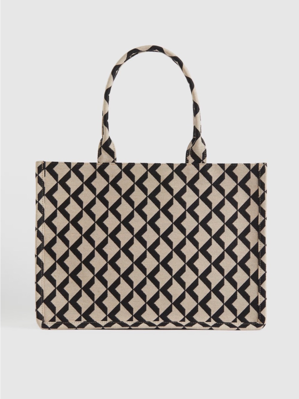 H&M Geometric Print Tote in Black and Cream